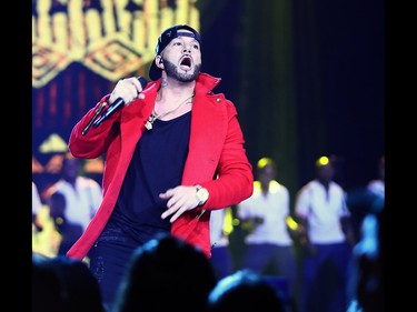 Karl Wolf performs during WE Day Alberta at the Scotiabank Saddledome on Wednesday November 1, 2017. Darren Makowichuk/Postmedia