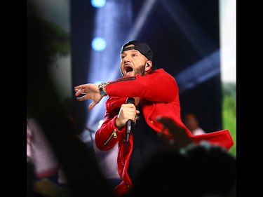 Karl Wolf performs during WE Day Alberta at the Scotiabank Saddledome on Wednesday November 1, 2017. Darren Makowichuk/Postmedia