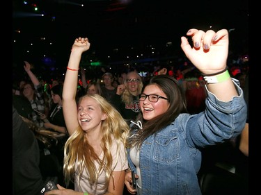 Students having fun during WE Day Alberta at the Scotiabank Saddledome on Wednesday November 1, 2017. Darren Makowichuk/Postmedia