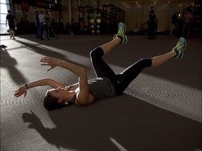 Olympic luge athlete Kim McRae works out at Winsport in Calgary on Dec. 6, 2017.