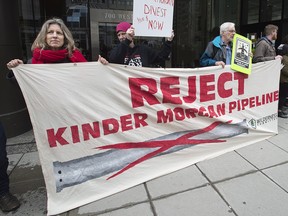 Anti-pipeline groups rally in downtown Vancouver on March 10, 2017.