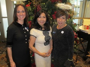 Pictured, from left, at the annual CHAS Holiday Luncheon held this year Dec 4 are luncheon co-chair Carrie Ferguson, CHAS president Toshimi Sembo and luncheon co-chair Vhalle Hohn. More than 630 guests attended the fabulous event which raised $110,000 for the Children's Cottage Society and other child-focused charities.