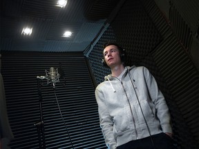 Rapper "Chedda Cheese" whose real name is Shea Rodgers was photographed  rehearsing in a portable sound booth his dad built for him in his southwest apartment on Wednesday December 27, 2017. Weber who was recently diagnosed with type one diabetes recently released a song and video about the his experience in hopes of raising awareness of diabetes. Gavin Young/Postmedia