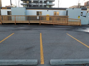 Calgary's first supervised consumption site is open in a temporary home - an ATCO trailer in the parking lot of the Sheldon Chumir Health Centre. The site was photographed on Thursday, Dec. 14, 2017.