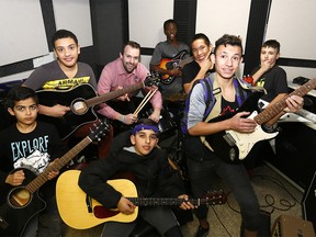 L-R, Jeff Gray, Executive Director Cornerstone Youth Centre with one of their newer jam rooms with the kids that hang out and use the centre regular on Monday December 11, 2017. Darren Makowichuk/Postmedia