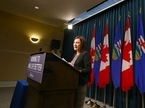 Shannon Phillips, Minister of Environment and Parks and Minister responsible for Climate Change Office speaks in Calgary about the carbon competitiveness incentives on Wednesday, December 6, 2017. Jim Wells/Postmedia