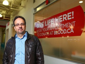 Sam Nammoura poses outside the blood donor clinic at Eau Claire Market in downtown Calgary on Dec. 27, 2017. Nammoura has organized a blood donation event on New Year's Day, allowing 50 refugees to give blood as a way of giving thanks to the community.