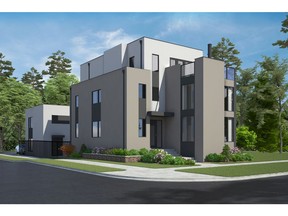 An artist's rendering of the modern architectural design available through Crystal Creek Homes in the latest phase of single-family homes in Currie.