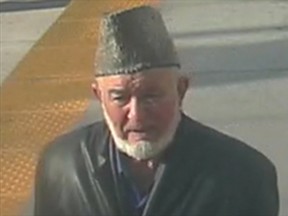 Calgary police released this surveillance camera image of a man wanted in connection with a sexual assault at an LRT station.