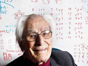 Richard Guy, a mathematician, professor emeritus in the Department of Mathematics at the University of Calgary, sits in his office where he still comes to work everyday at the age of 100.