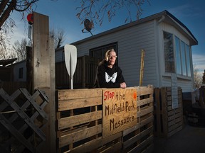 Lori Sperling, one of the last holdouts at Midfield Mobile Home Park  in Calgary on Dec. 7, 2017.