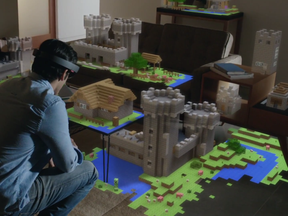 Minecraft played using Microsoft's augmented reality HoloLens technology.