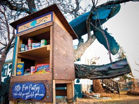 Little Free Pantry on Edmonton Trail. Just look for the blue whale in the tree.