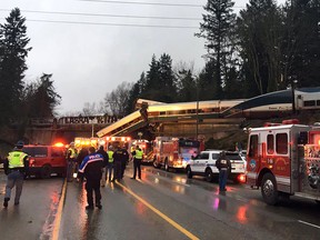 An Amtrak train derailed south of Seattle on Monday, Dec. 18, 2017.