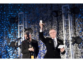 Jayman Built chairman and CEO and co-founder Jay Westman toasts the opening of the Village Centre.