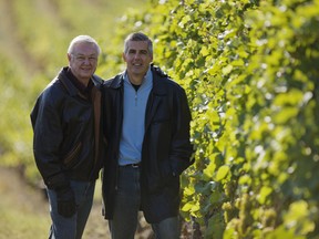 Ross Fitzpatrick, left, and his son Gordon Fitzpatrick are producing wines under the new label of Fitzpatrick Family Vineyards. The former owners of CedarCreek Estate Winery are operating a small boutique winery near Peachland, B.C.