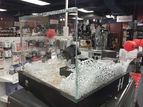 Thieves broke into The Camera Store in downtown Calgary on Dec. 16, 2017, and smashed a display case, making off with a number of high-end cameras.