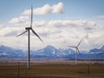 TransAlta wind turbines are shown at a wind farm near Pincher Creek.