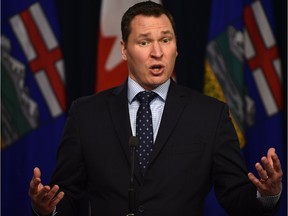 Economic development and trade minister Deron Bilous speaks in Edmonton last month in this file photo.