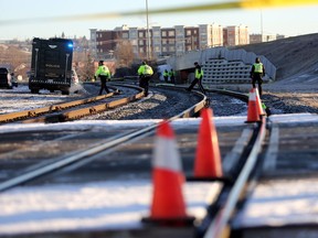 Police said they were notified of an incident in the southeast at the Canadian Pacific Railway Alyth train yard by railway police around 7 a.m. on Sunday, Jan. 6, 2018. This file photo shows police on scene at the Aylth yard on Friday December 2, 2016.