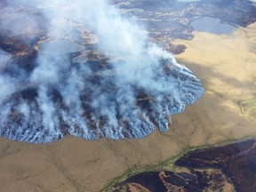 Smoke rises from the Bogus Creek Fire in southwest Alaska in the summer of 2015.
