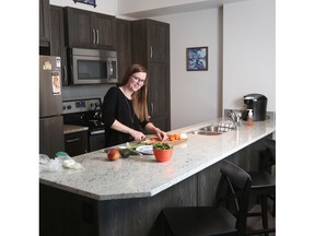 Carly Keuben loves the kitchen in her new townhome at Vantage Fireside by Calbridge Homes.