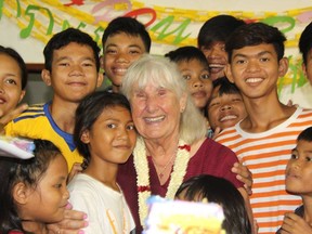 Marie Ens, who has run orphanages in Cambodia for half a century, speaks at Foothills Alliance Church on Tuesday.