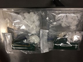 RCMP released this photo of suspected cocaine seized in Red Deer.