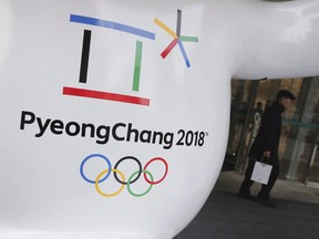 The official emblem of the 2018 Pyeongchang Olympic Winter Games is seen in downtown Seoul, South Korea on January 4, 2018. Climate change could turn out to be the Winter Olympics' biggest spoil sport.