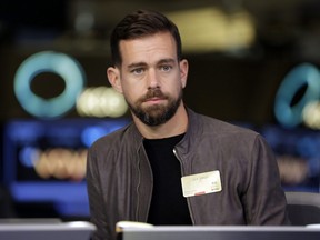 This photo taken Nov. 19, 2015, shows Twitter CEO Jack Dorsey being interviewed on the floor of the New York Stock Exchange.