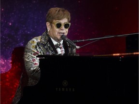 Singer Elton John performs before announcing final world tour at Gotham Hall on Wednesday, Jan. 24, 2018, in New York.
