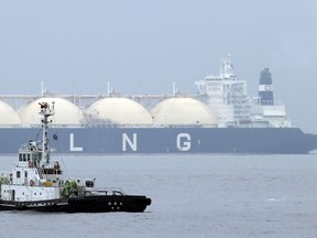 Liberian LNG, or Liquefied Natural Gas, tanker Al Hamra arrives at a port in Yokohama, southwest of Tokyo. Japan.