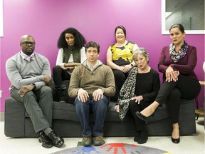 The Parent Council co-stars from left: Charles Andrew Payne, Filsan Dualeh, Patrick Creery, Lydia Lau, Roberta Mauer Phillips, and Stacy Da Silva.  Photo credit: Kim Faires