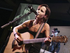 In this Sunday, Jan. 27, 2008 file photo, Cranberries lead singer Dolores O'Riordan performs during the European Border Breakers awards, or EBBA awards, in Cannes, southern France.