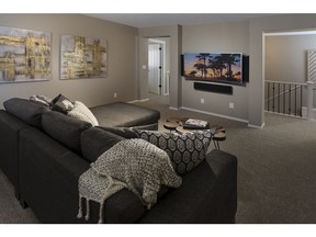 The second floor central bonus room in the Montgomery show home by Morrison Homes in Symons Gate.