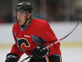 Calgary Flames Ryan Lomberg during NHL hockey training camp at Winsport in Calgary, Alta., on Sunday September 20, 2015.