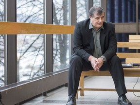Rail traffic controller Richard Labrie waits at the courthouse during jury deliberations on Jan. 18, 2018 in Sherbrooke, Quebec. Labrie and two other railway workers — Tom Harding and Jean Demaitre — have been found not guilty of criminal negligence causing the deaths of 47 people in the Lac-Megantic railway disaster in July 2013.