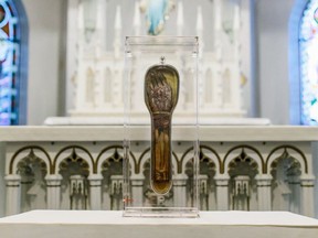 The forearm of St. Francis Xavier, patron saint of missions, has embarked on a 14-city tour of Canada. Photo courtesy of Catholic Christian Outreach. ORG XMIT: POS1801031054450122 ORG XMIT: POS1801031507415552