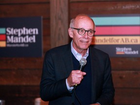 Stephen Mandel speaks at the Calgary launch for his campaign to lead the Alberta Party at the CRAFT Beer Market on Thursday, January 11, 2018.