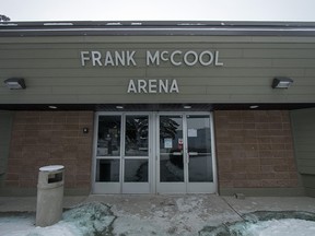 Frank McCool Arena sits vacant on Friday, Jan. 12, 2018 in Calgary, Alta. The arena has been closed since 2016 to accommodate renovations, and a notice on the City of Calgary's website state the arena will remain closed until the fall of 2018 as a result of unexpected delays in construction. Local minor hockey teams miss the ice, and the Esso Minor Hockey Week tournament runs from January 12-20.  Britton Ledingham/Postmedia Network