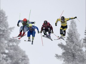 Canada's Ian Deans, third from left, competes at the World Cup ski cross event in Idre Fjall, Sweden last Sunday.