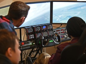 Instructor David Williams, a flight engineer, teaching a brand new aviation program which just started up at J. Percy Page High School in Edmonton, February 22, 2018.