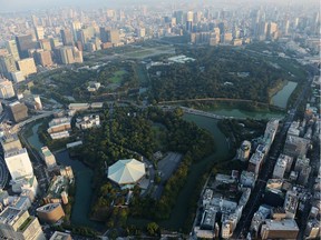 An aerial view of the Imperial Palace and outer garden, which will host the cycling events during the Tokyo 2020 Olympic Games.