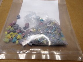 Suspected carfentanil seized during the arrest of a Lethbridge woman on Feb. 7, 2018.
