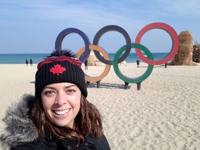 Calgarian Olympic volunteer Stephanie Cook at the 2018 Pyeongchang Games, her third Olympics experience.