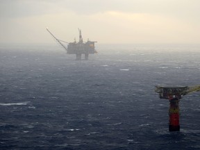 An offshore oil rig in the North Sea.
