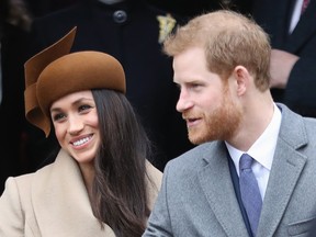 Meghan Markle and Prince Harry attend Christmas Day Church service at Church of St Mary Magdalene on December 25, 2017 in King's Lynn, England.