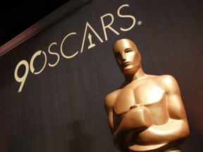 An Oscar statue appears in the ballroom during the 90th Academy Awards Nominees Luncheon at The Beverly Hilton Hotel.