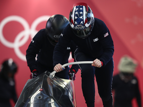 Bobsledder Justin Olsen is back on his bobsled almost two weeks after his appendix was removed.