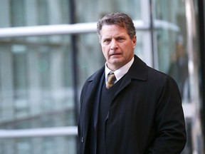 Bradford McNish leaves Calgary Courts on Feb. 5, 2018.